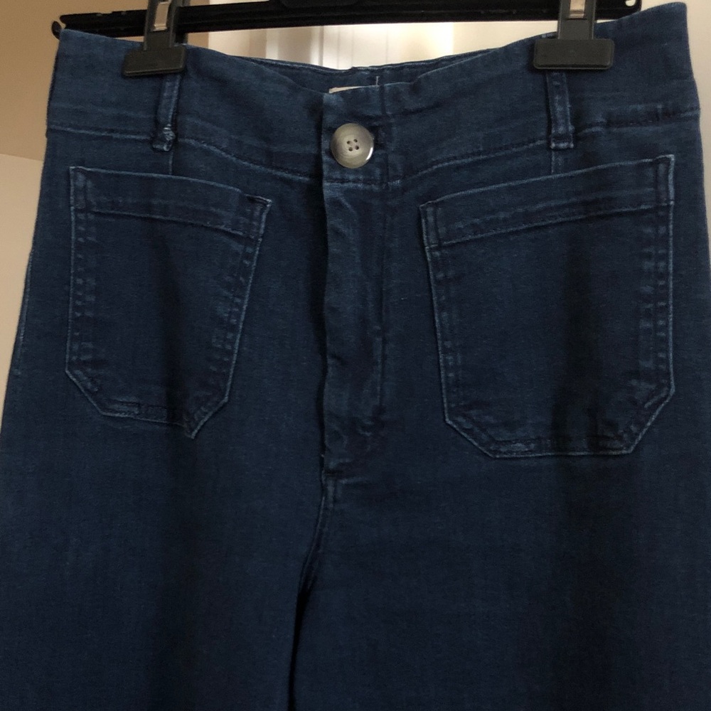 Maeve The colette crop High-Rise wide leg Jeans in Dark Denim